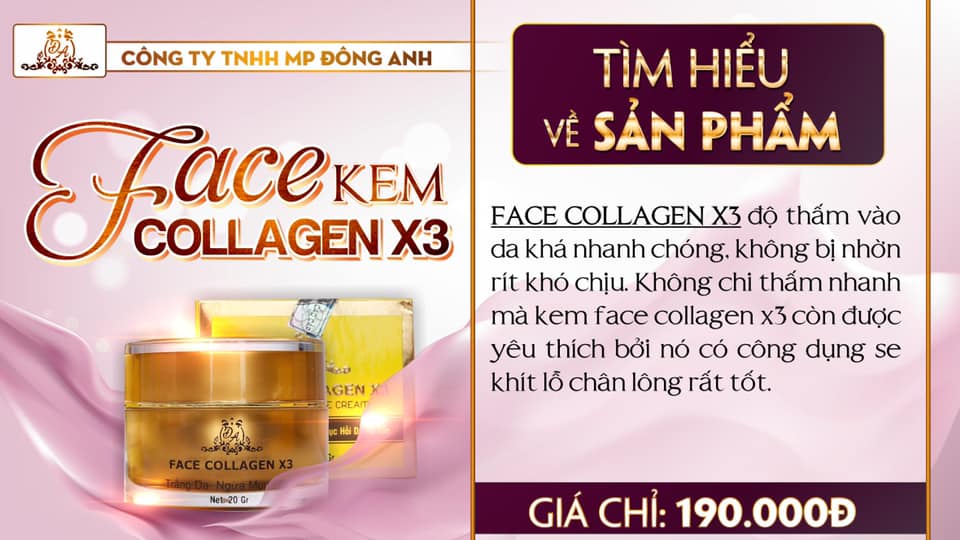 Kem face Collagen X3 chính hãng Mỹ Phẩm Đông Anh