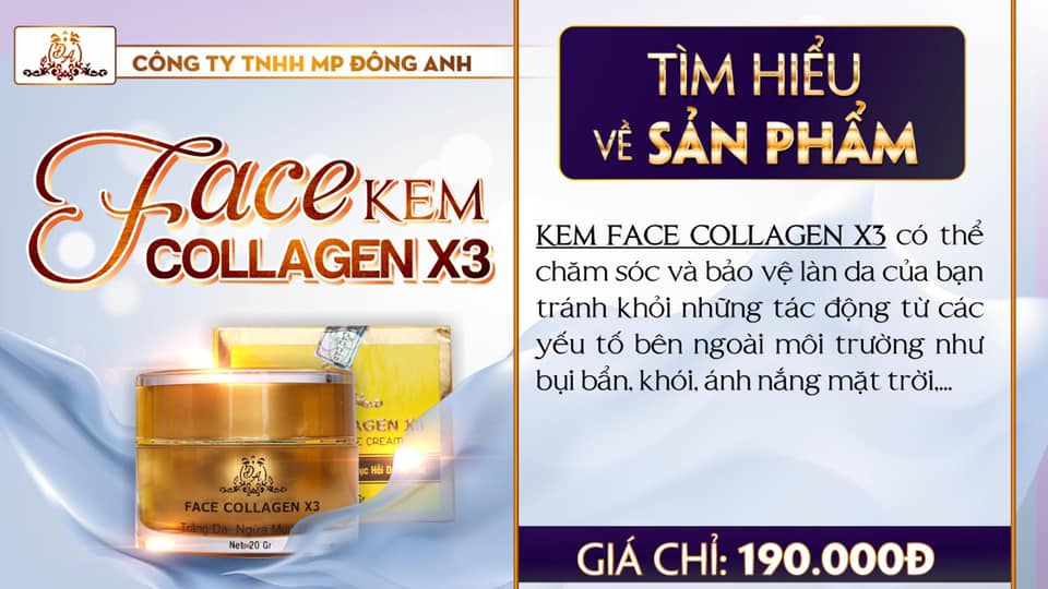 Kem face Collagen X3 chính hãng Mỹ Phẩm Đông Anh