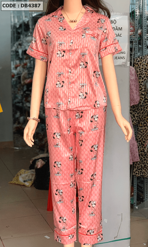 Đồ bộ nữ pijama vải gấm in hình mickey