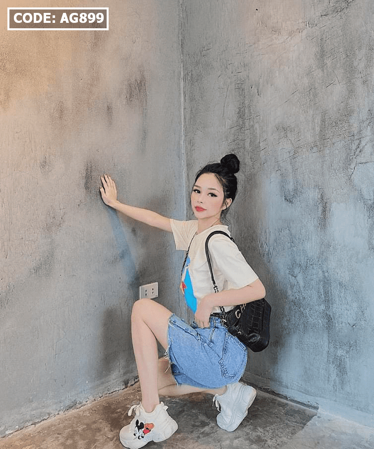 Áo thun nữ Quảng Châu màu kem in hình thỏ