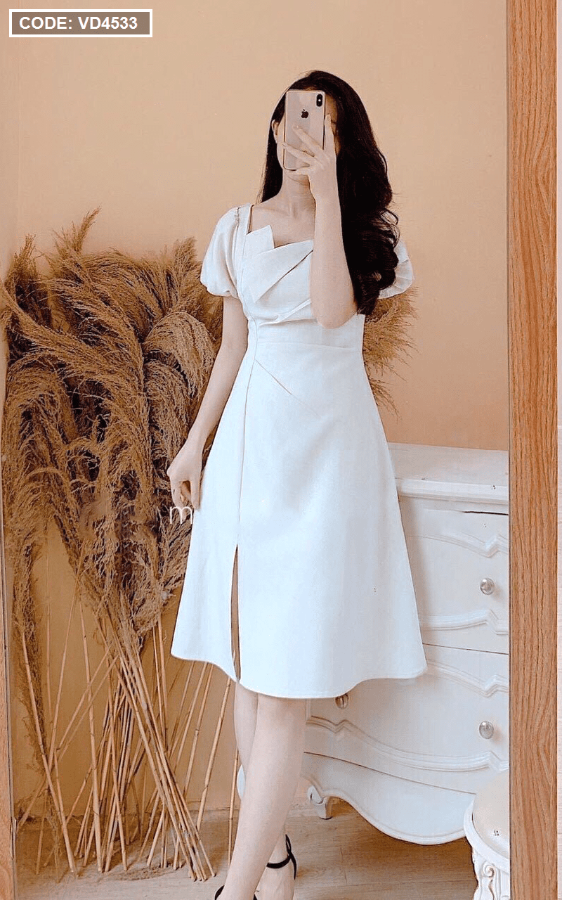 Đầm váy trắng đuôi cá xẻ tà (kèm hình thật) | Shopee Việt Nam