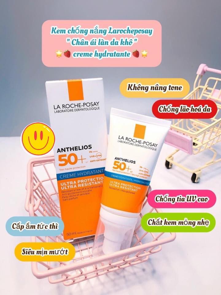 Kem chống nắng La Roche Posay Cho Da Khô Nhạy Cảm Hydrating Cream 50ml chính hãng - 3337875588560