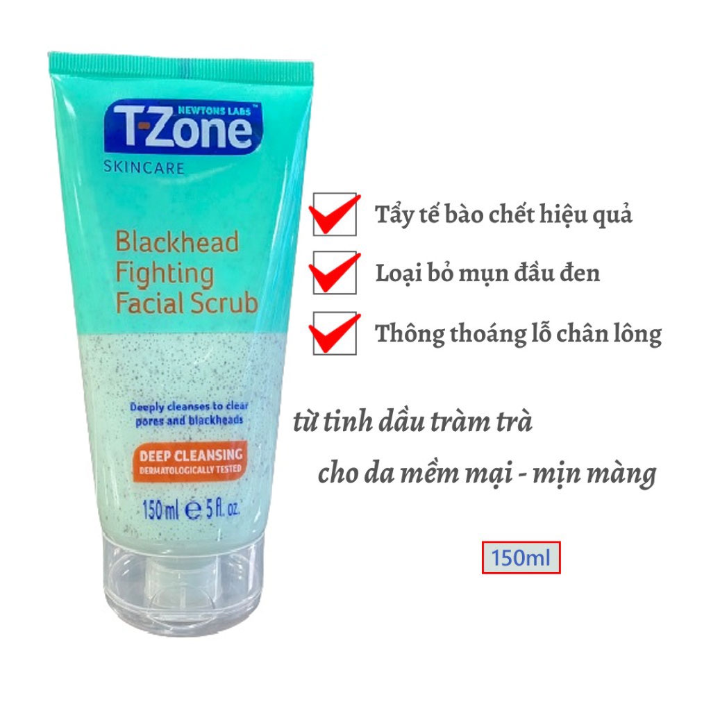Tẩy Tế Bào chết T-zone giảm mụn đầu đen Blackhead Fighting Facial Scrub 150ml chính hãng - 5012368013047