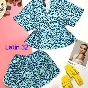 Đồ bộ nữ pijama chất Latin tay dơi quần đùi - DB5800