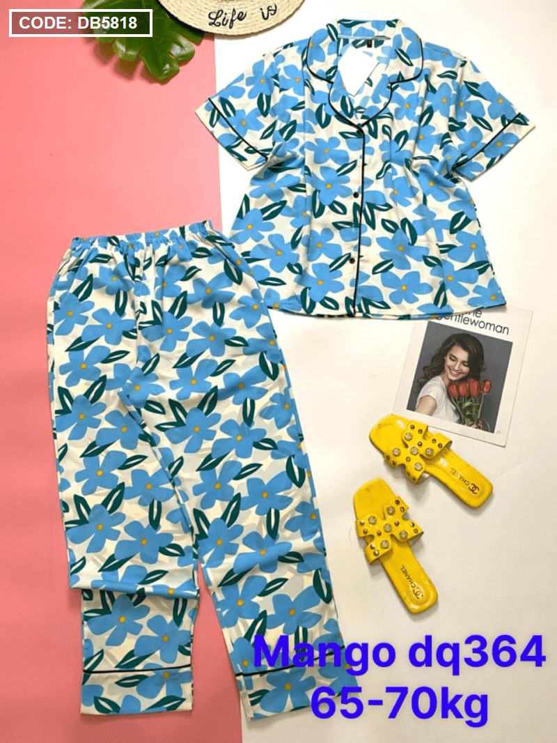 Đồ bộ nữ pijama vải Mango tay ngắn quần dài size đại