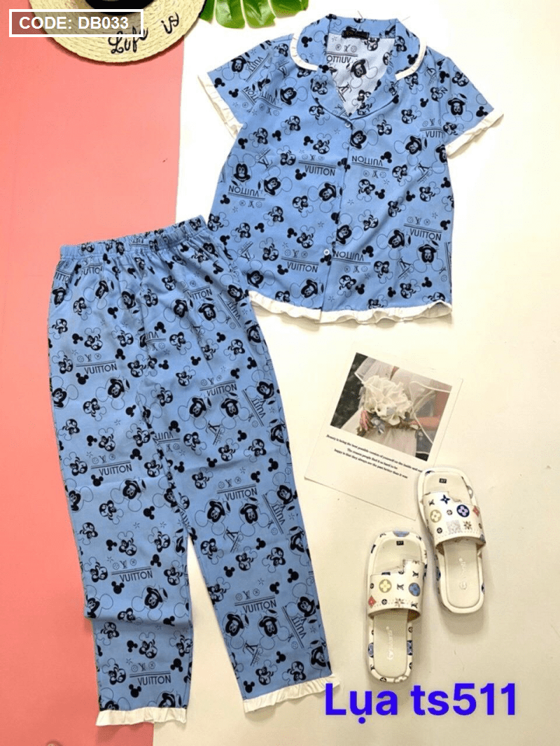 Đồ bộ nữ pijama vải lụa quần dài - DB033