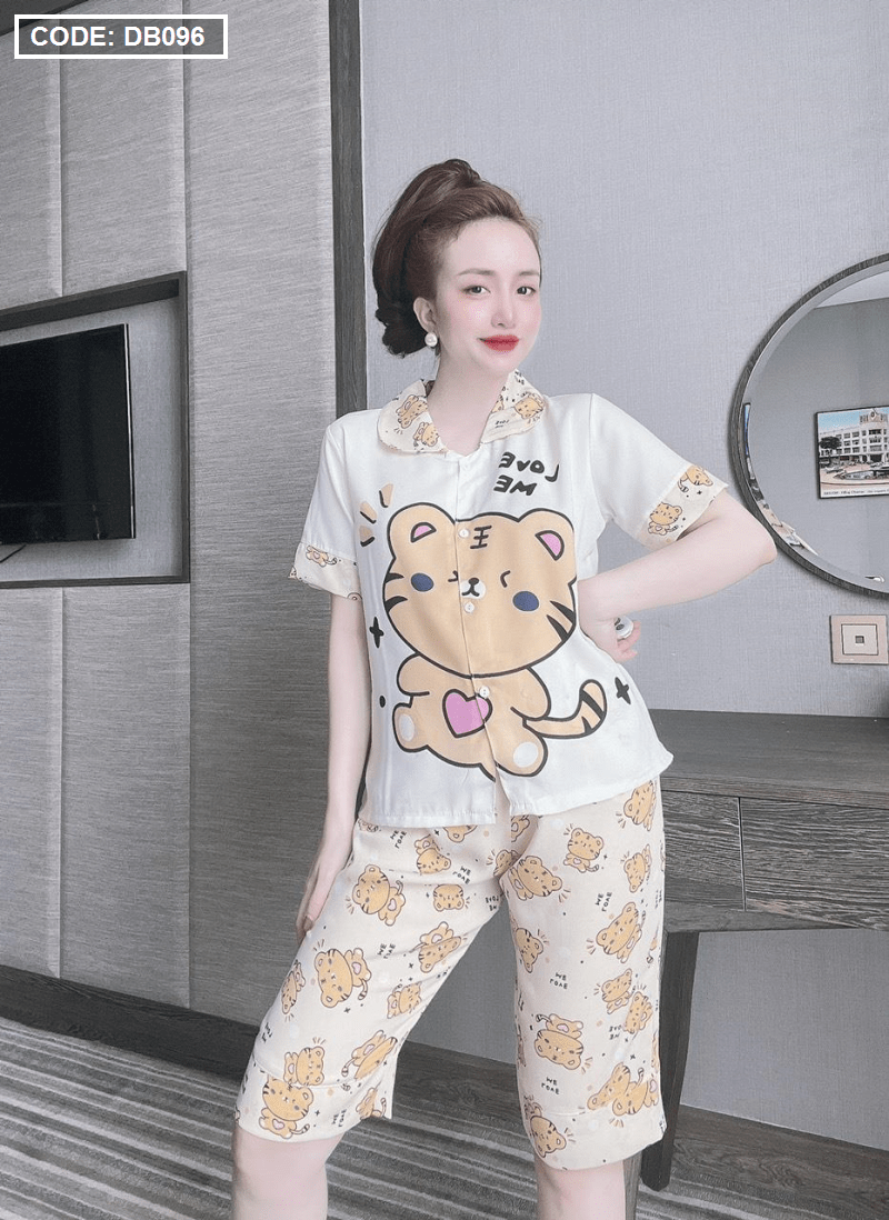 Đồ bộ nữ pijama quần lỡ vải mango - DB096