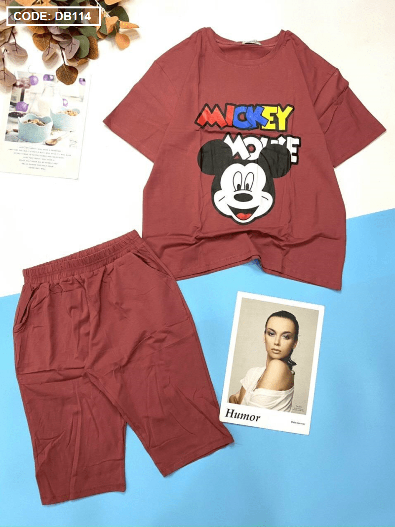 Đồ bộ nữ quần lỡ in hình chuột Mickey - DB114