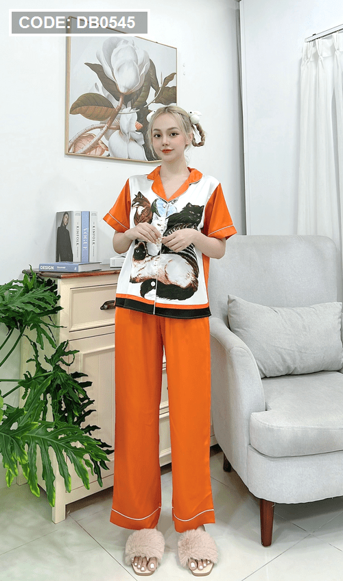 Set bộ nữ pijama tay ngắn quần dài - DB0545