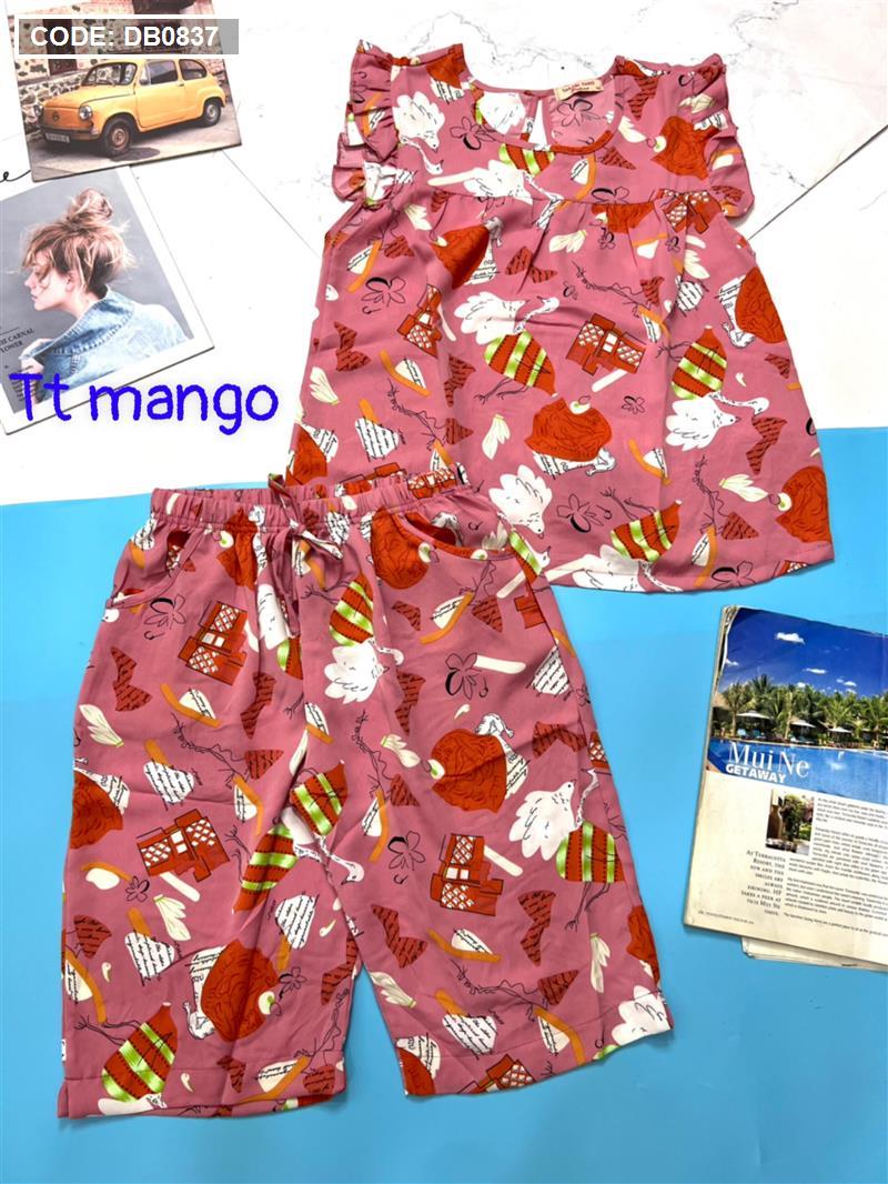 Đồ bộ mặc nhà quần lửng vải mango nhiều màu - DB0837