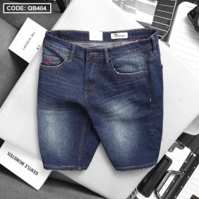 Quần Short Jeans Nam Cao Cấp Slim Fit Thêu Logo - QB404