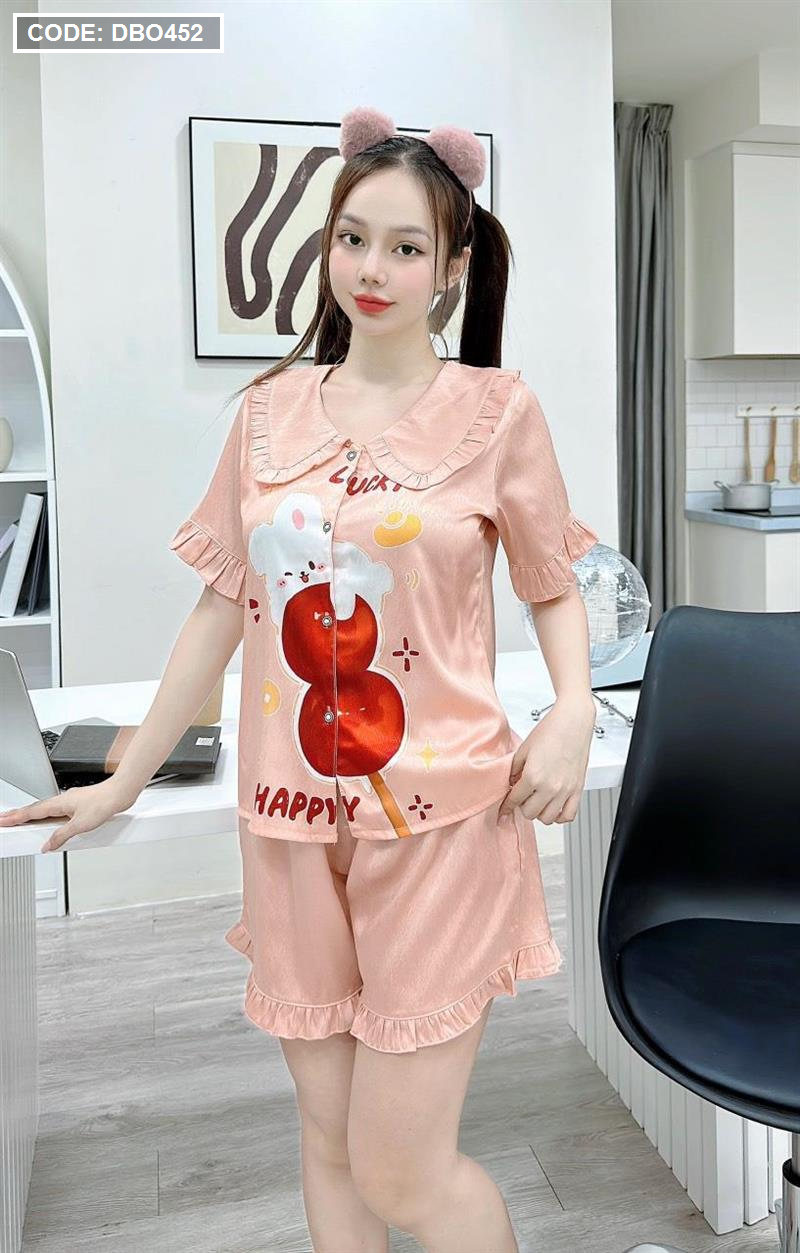 Đồ bộ nữ pijama quần ngắn in hình thỏ - DBO452