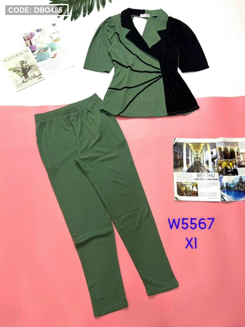 Set bộ nữ quần dài áo kiểu vest phối màu - DBO485