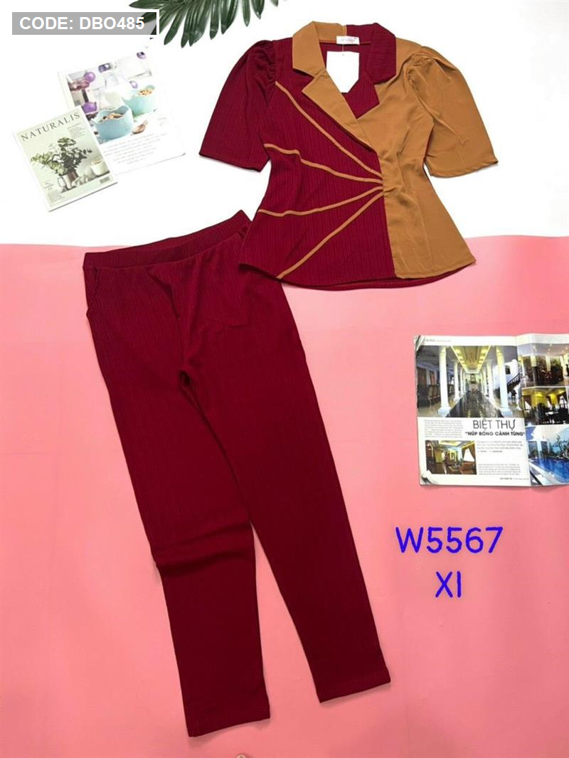 Set bộ nữ quần dài áo kiểu vest phối màu - DBO485