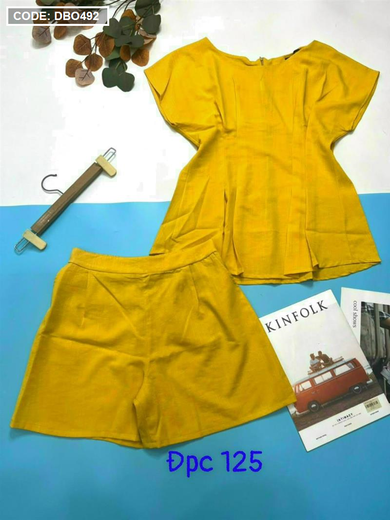 Đồ bộ nữ mặc nhà quần đùi cổ thuyền - DBO492