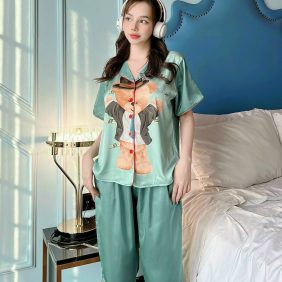 Đồ bộ pijama lửng tay ngắn in hình cute siêu mát - DBO1306