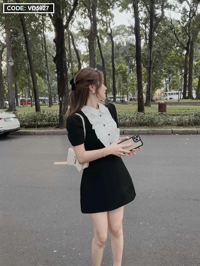 Đầm váy nữ đen midi xoè cổ trắng lưới Mới 100%, giá: 270.000đ, gọi:  0906878386, Huyện Bình Chánh - Hồ Chí Minh, id-7dcd1700