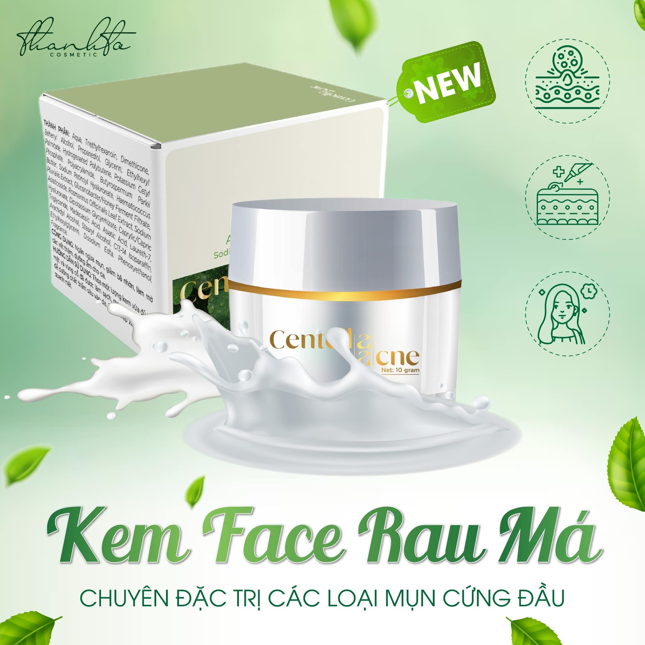 Kem Face Mụn Rau Má Jiuhe Centella Acne Thanh Tô Cosmetics 10g - FACEMUNJIUHE