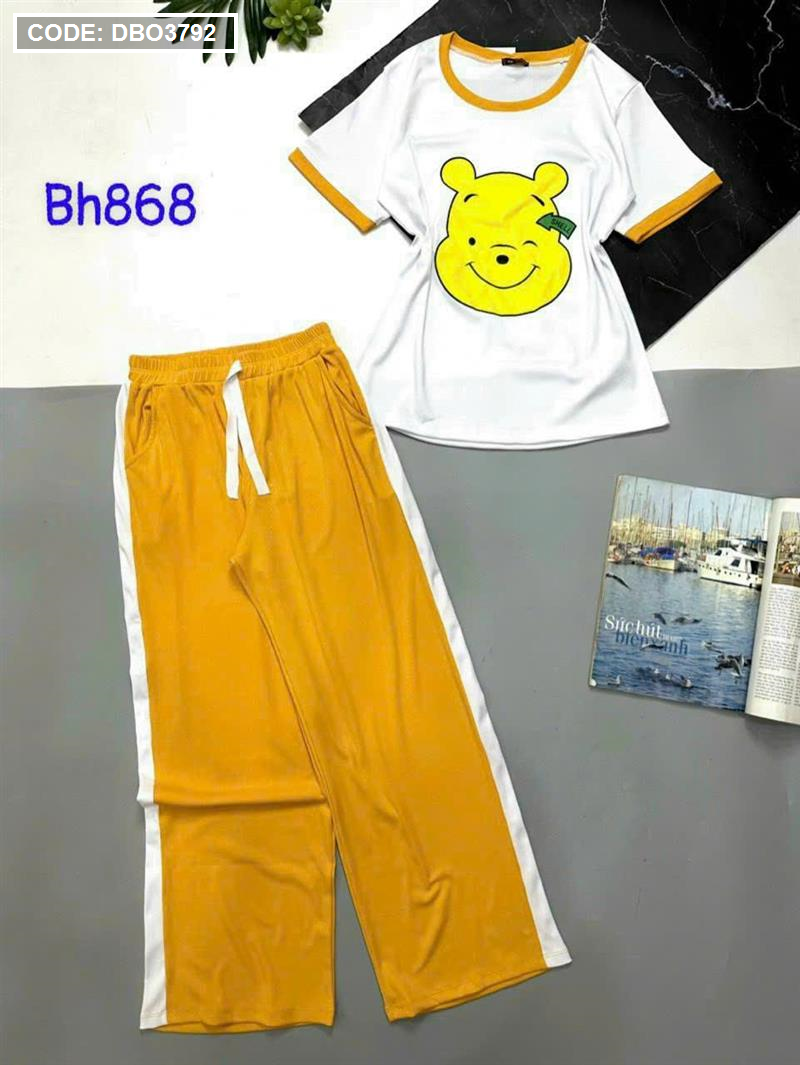 Đồ bộ quần dài áo tay ngắn in hình gấu - DBO3792