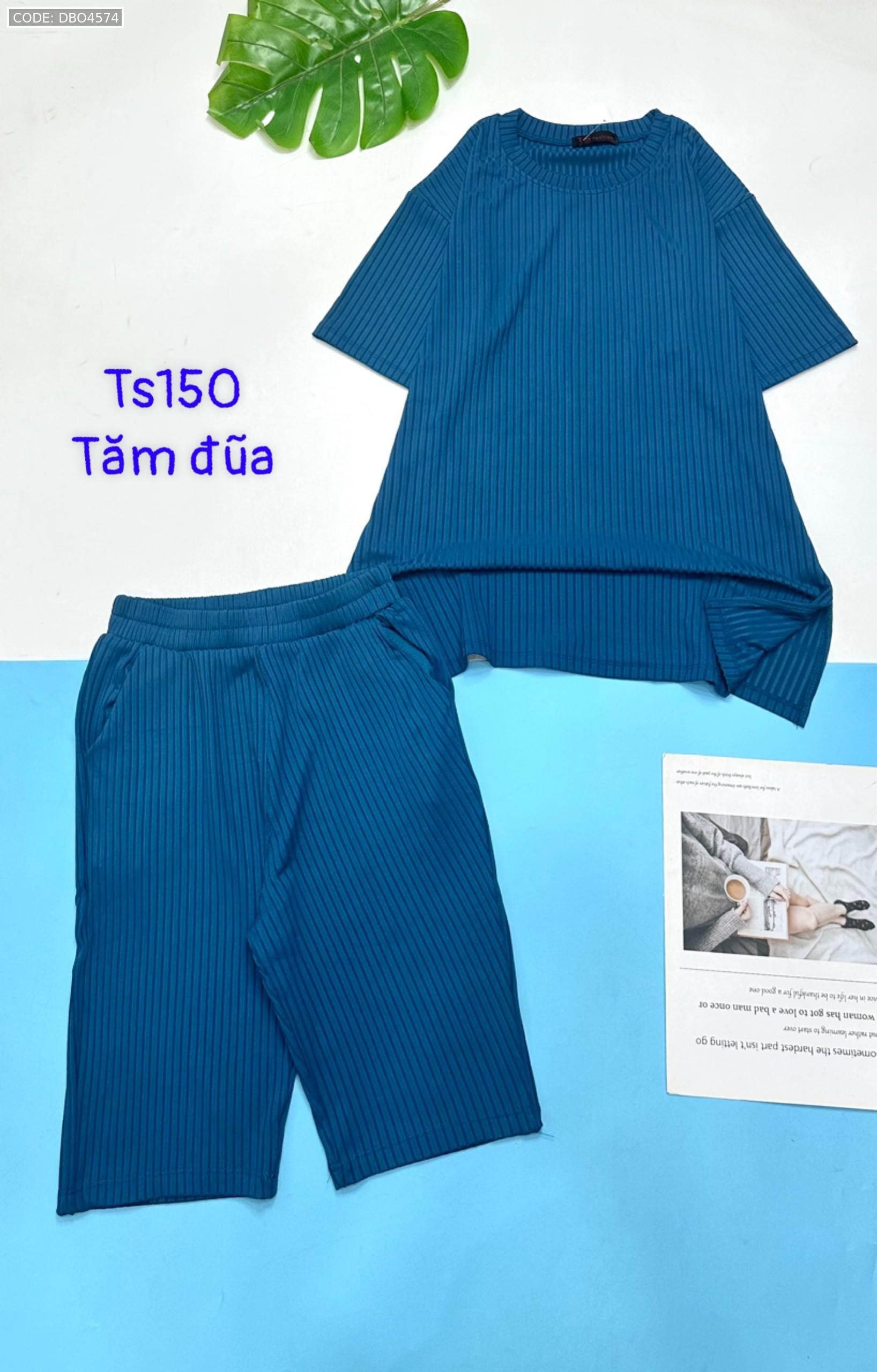 Đồ bộ vải tăm đũa quần lửng áo tay ngắn trơn - DBO4574