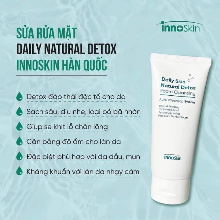 Tươi mới cả ngày với  Rửa Mặt Daily Skin Natural Detox InnoSkin Foam Cleansing