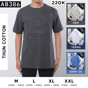 Áo Thun Nam Cổ Tròn Dập Nổi Logo Vải Thun Cotton - AB386