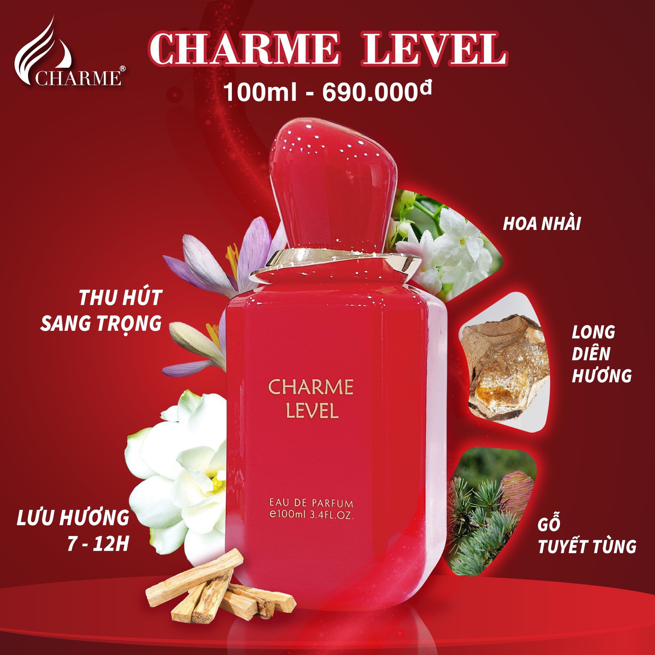 Nước hoa Charme Level 100ml là một trong những chai nước hoa được đánh giá cao nhất