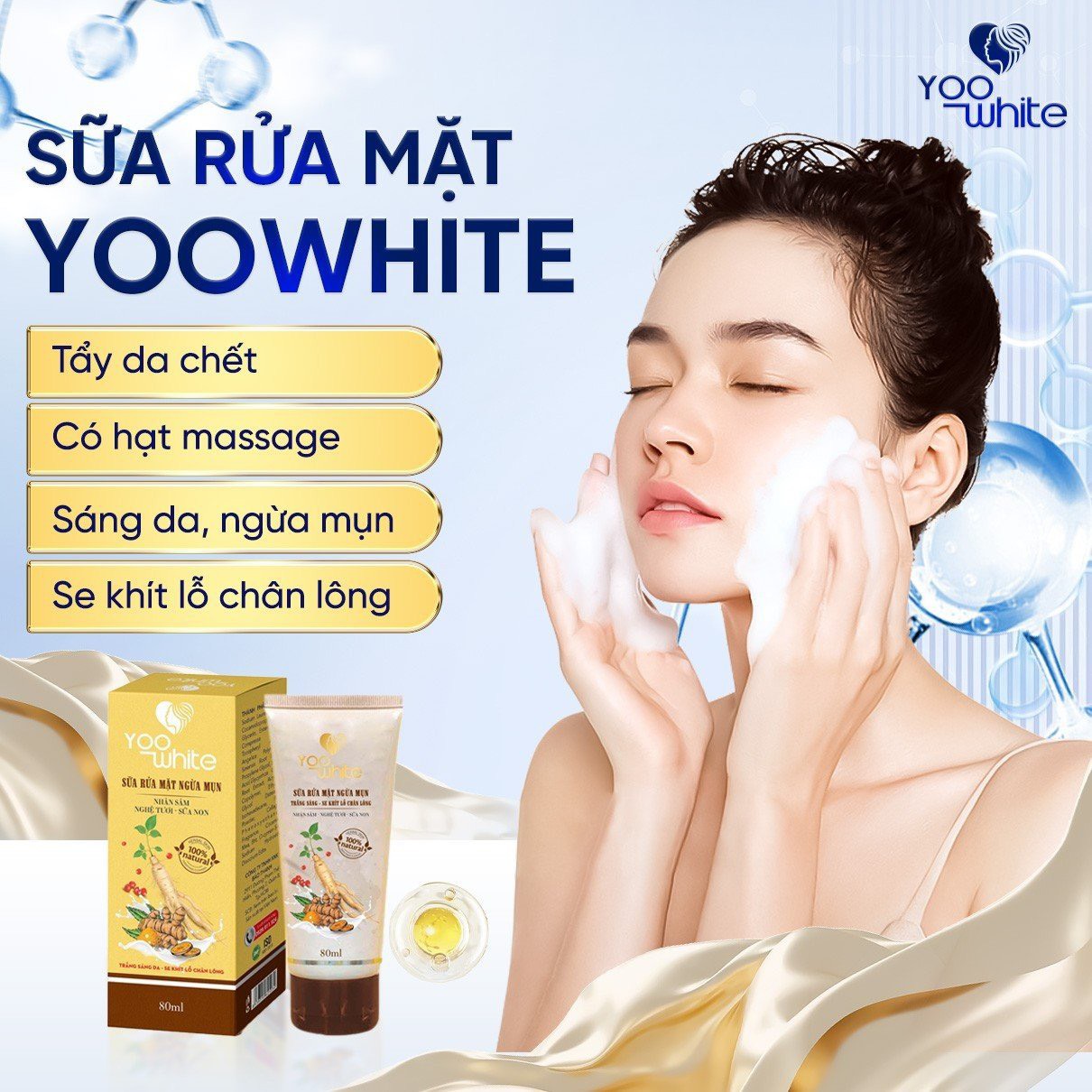 Sữa rữa mặt ngừa mụn Yoo White cứu tinh cho làn da khó chiều
