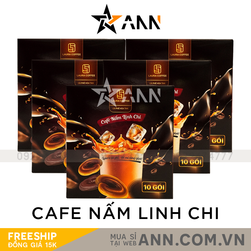 Combo 5 Hộp Cà Phê Nấm Linh Chi Laura Coffee Nhật Kim Anh