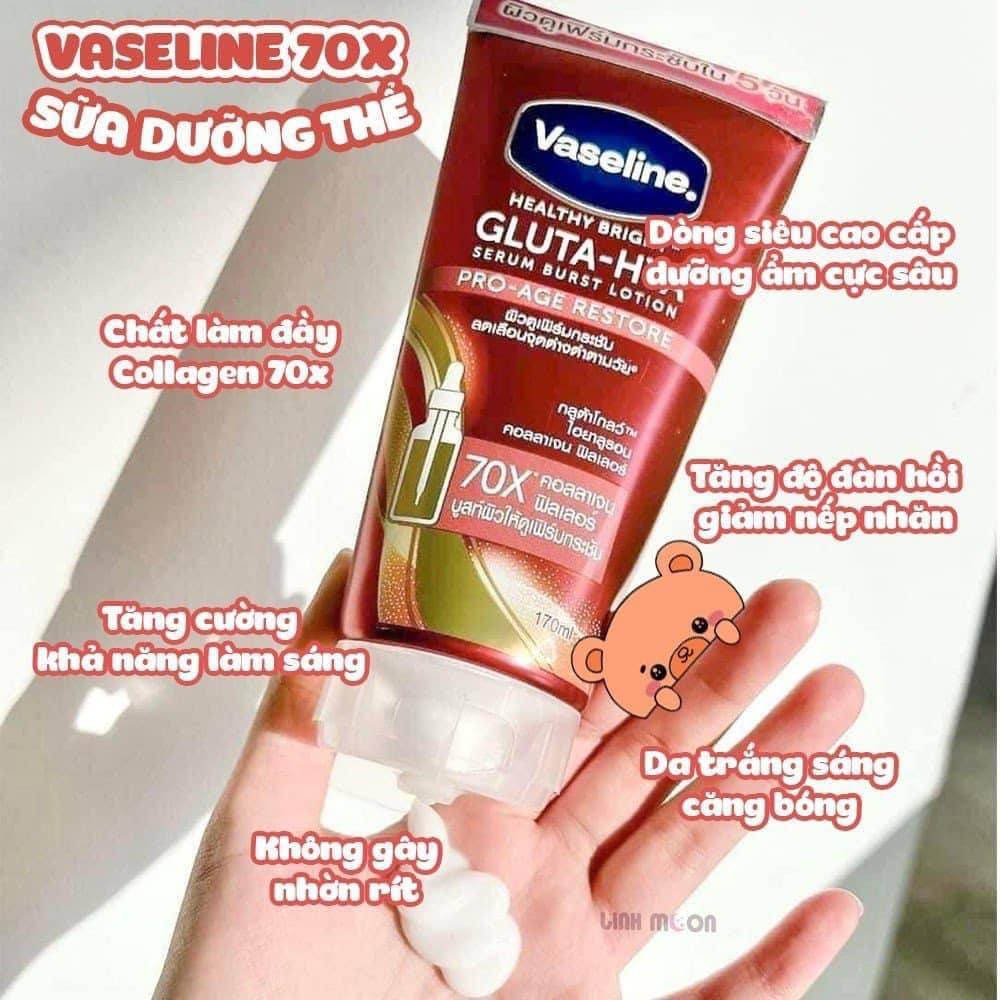 Sữa Dưỡng Thể Vaseline 70x Màu Đỏ Gluta Hya Serum Burst Lotion Pro Age Restore Thái Lan