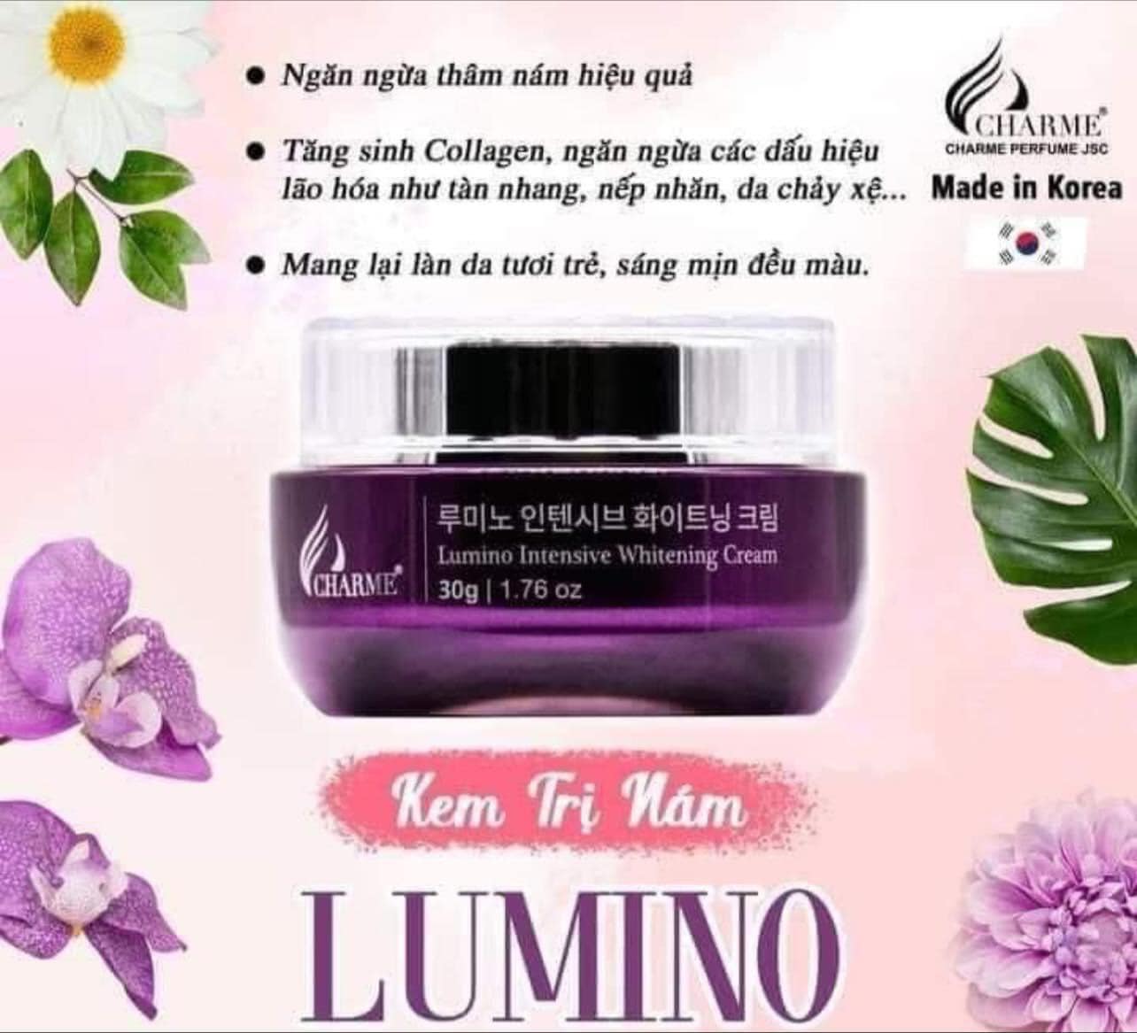 Kem Nám Hàn Quốc Charme Lumino chăm da toàn diện dưỡng sáng ngừa thâm nám