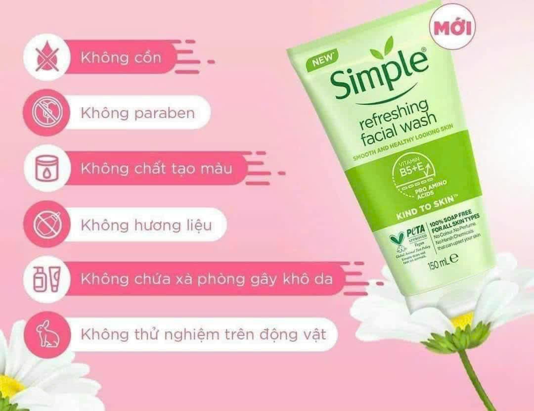 Sữa Rửa Mặt Simple Kind To Skin Refreshing Facial Wash Ge 150ml